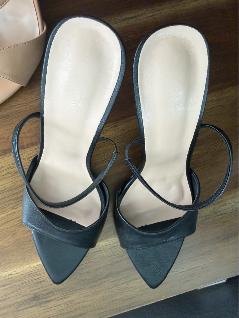 Bundle Both Pairs of Pointed Toe Slingback Heels in Black and Nude - Picture 6 of 11